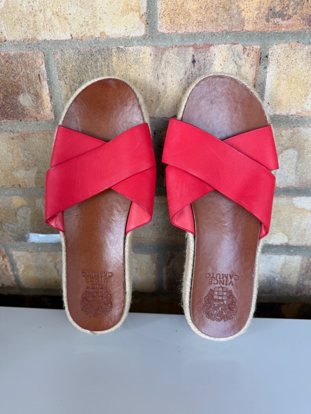 Vince Camuto Red Crisscross Slide Sandals - New, Never Worn